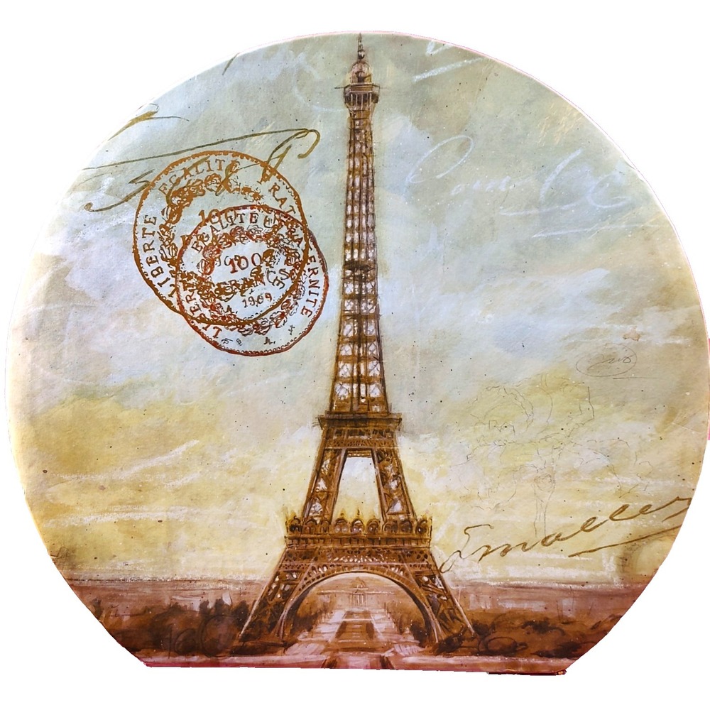 Hat Box Paris Eiffel Tower Storage Travel Case Bag French Replica Vintage Look